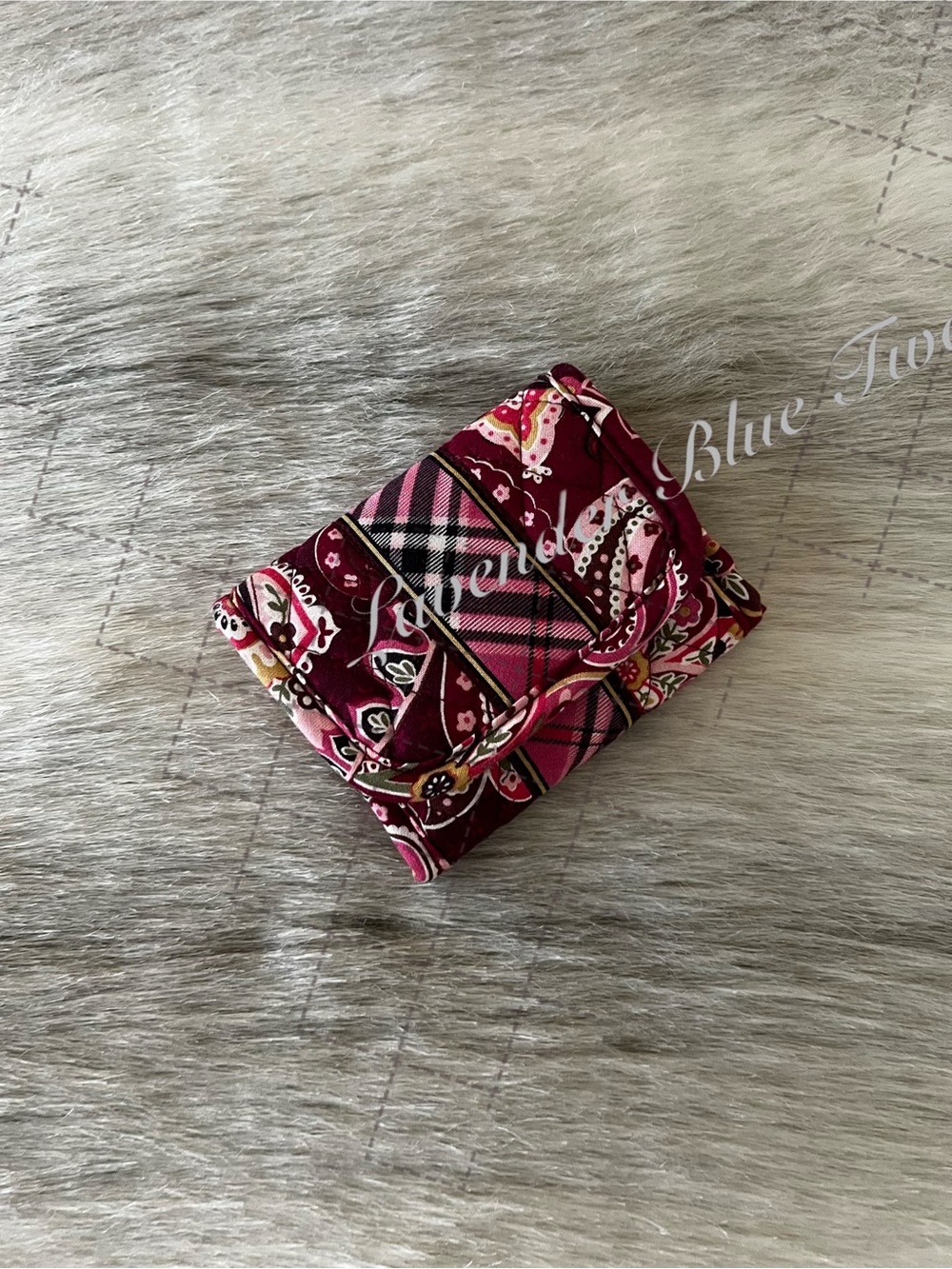 Vintage VERA BRADLEY Piccadilly Plum 2005 Square Hook & Loop Wallet Red Paisley